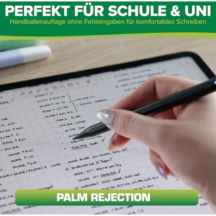 InLine® Stylus, Eingabestift für Apple iPad (2018-2025), Pencil 2nd Generation, hochpräzise, Neigungs- und Handflächenerkennung, Akku, USB-C, weiß – Bild 3