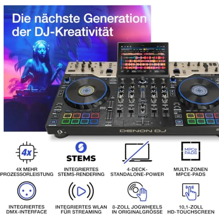 Denon DJ Prime 4 G2, DJ-Controller mit Thon Case Bundle – Bild 2