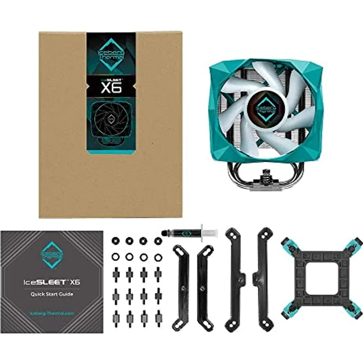 Iceberg Thermal IceSLEET X6 Intel & AMD Doppel Tower Hochleistungs-CPU-Kühler 6 Kupfer-Heatpipes, vernickelt, adressierbar, RGB ARGB 120 mm PWM-Lüfter – Bild 4