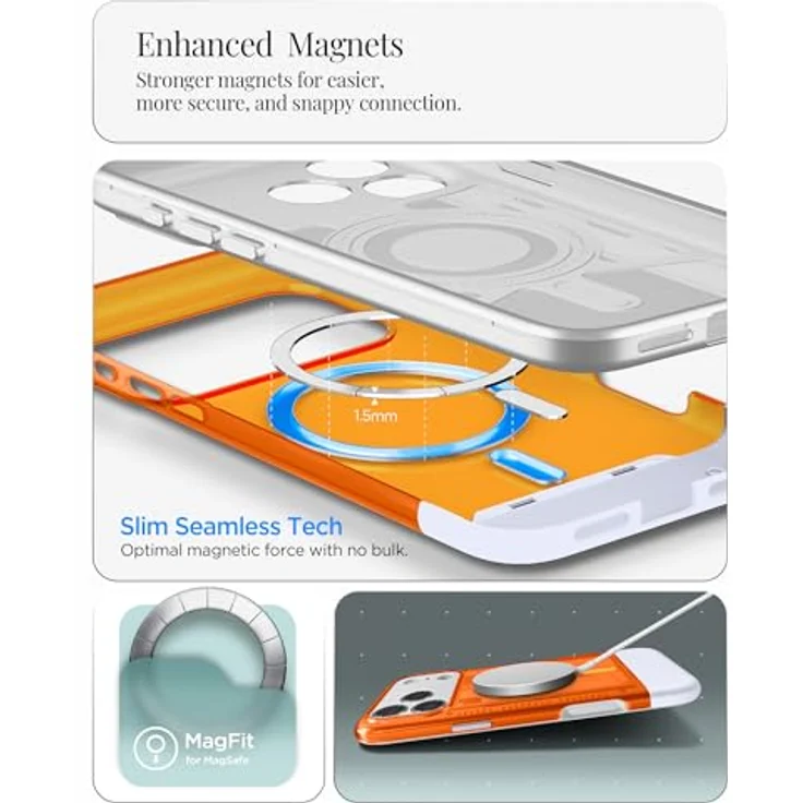 Spigen Classic C1 MagFit Case für iPhone 17 Pro Max, Retro-Futuristisches Design, 6-Schicht-Schutz, kompatibel mit MagSafe, Farbe: Tangerine – Bild 5