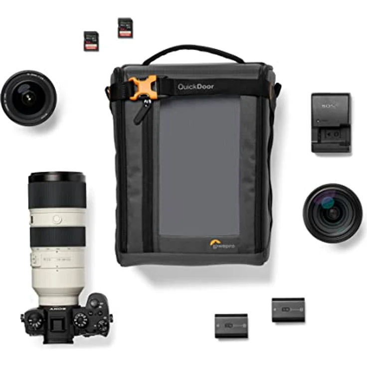 Lowepro GearUp Creator Box Extra-Large II, Spiegellose und DSLR-Kameratasche, Kameratasche mit QuickDoor-Zugang, Hergestellt aus Recyclingmaterial, Orange Gepolsterte Innenfächer, Grau – Bild 3