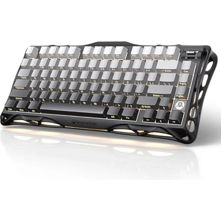GravaStar Mercury K1, 75% Mechanische Gaming-Tastatur mit Exoskelett-Design, Aluminiumlegierung, Hot-Swap-Sockel, Linearschalter, RGB-Farbverlauf Schwarz