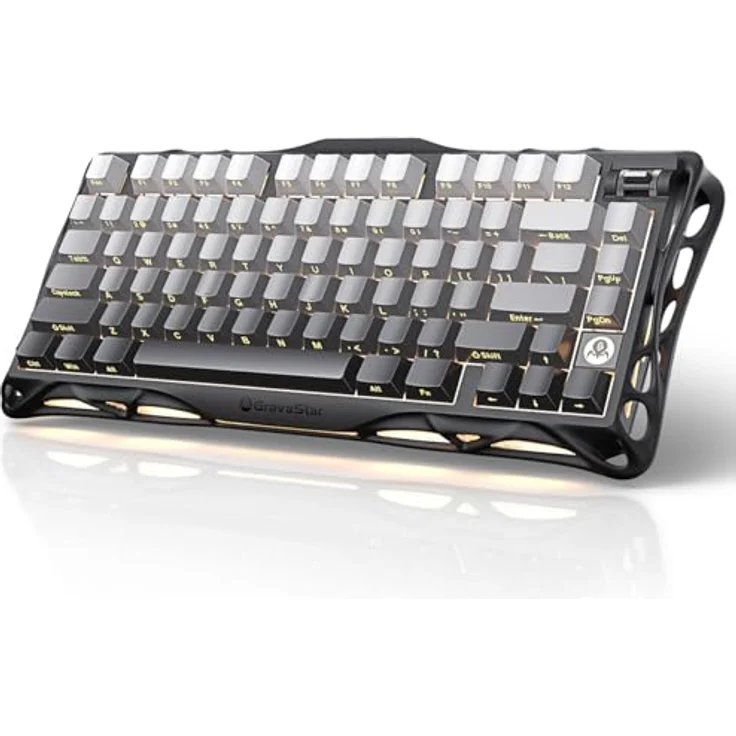 GravaStar Mercury K1, 75% Mechanische Gaming-Tastatur mit Exoskelett-Design, Aluminiumlegierung, Hot-Swap-Sockel, Linearschalter, RGB-Farbverlauf Schwarz – Bild 1
