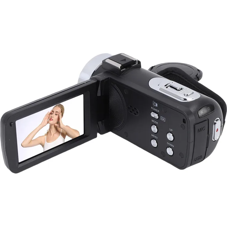 Lixada 4K-Videokamera mit 80 MP, 3-Zoll-HD-Bildschirm, 270-Grad drehbar, 18-facher Zoom, digitaler Videorekorder mit LED-Blitz für Reisen