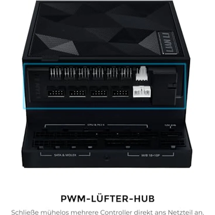 Lian Li Edge Gold 1000 PC Netzteil Schwarz, 1000 Watt ATX Netzteil, PCIe 5.1, modular, 80 Plus Gold, leiser Lüfter – Bild 4