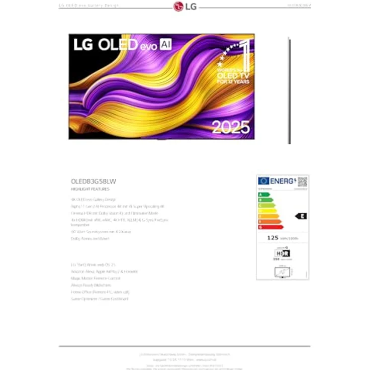 LG OLED83G58LW 4K OLED evo Gallery Design 210 cm (83"), LG OLED G5 evo AI – Bild 10
