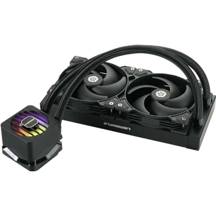 ENERMAX LIQMAXFLO SR 240mm CPU AIO Liquid Cooler (LGA 1700, 1200, AM5, AM4)- Xtreme Dual Chamber PWM Pumpe- ARGB VRM Wasserblocklüfter - 350W+ TDP (2x 120 PWM Silent Flow Fan); ELC-LMF240-SF, schwarz – Bild 2