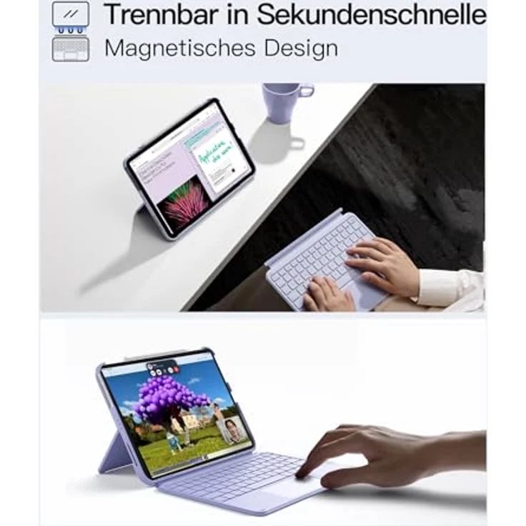 Inateck iPad-Tastatur für 11'' iPad Air 6 Gen 2024, iPad 10, iPad Air 5/4 Gen, 11'' iPad Pro (Ultraleichte, Abnehmbare Tastatur mit Touchpad, Tragbar) – Bild 5