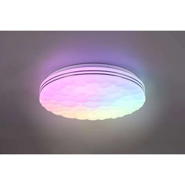 lightling Tigran Deckenleuchte, Modern, LED, Ø 38cm, Höhe: 7cm, weiß matt, Fernbedienung, integrierter Dimmer, max: 22W - Preisvergleich