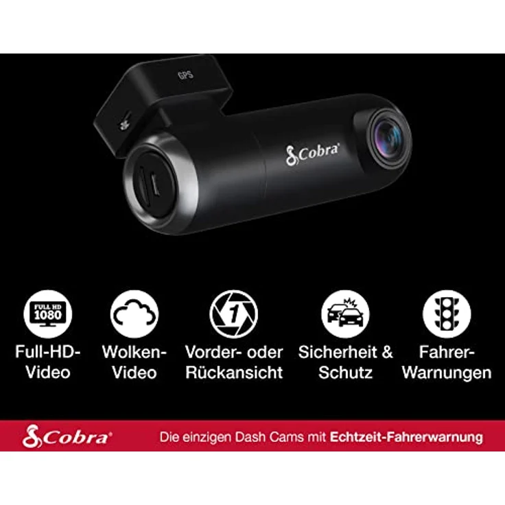 Cobra Smart Dashcam Autokamera (SC 100) - Full HD 1080P Auflösung, integriertes WiFi & GPS, 140 Grad Blickwinkel, 8GB SD Karte, Geteilte Alarme, Unfallberichte, Notfall MayDay, Drive Smarter App – Bild 2