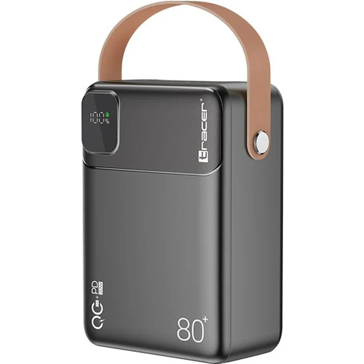 Tracer PRIME-V8, 80000 mAh Powerbank mit Quick Charge 4+, Power Delivery 3.0, LED-Display und Taschenlampe, Schwarz