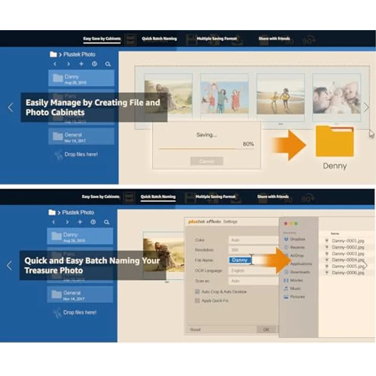 Plustek ePhoto Z300, Dokumentenscanner mit automatischer Scanfunktion und Bildbearbeitungssoftware, weiß/blau – Bild 6