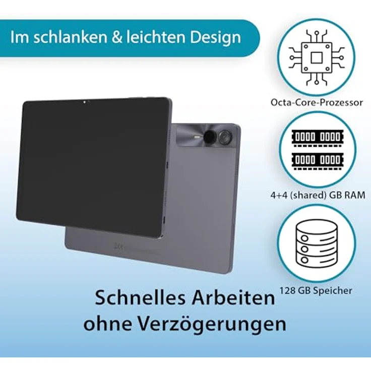 VALE Tablet V11E LTE, 11" INCELL-IPS Display, Octa-Core Prozessor, 8 GB RAM, 128 GB Speicher, Android 14, 7000 mAh Akku, 13 MP Kamera, Metallgehäuse – Bild 3