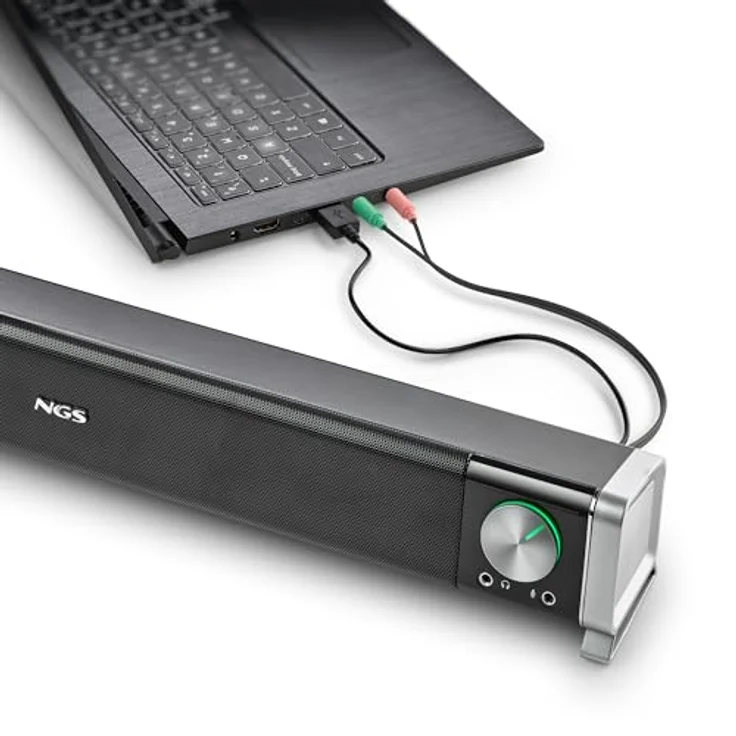 NGS SB500-BT Kabellose Bluetooth-Soundbar, 20 W, Stereo-Sound, USB-Stromversorgung, 3,5-mm-Klinke, Mikrofon, Kopfhörerausgang, kompakt, Plug & Play – Bild 4