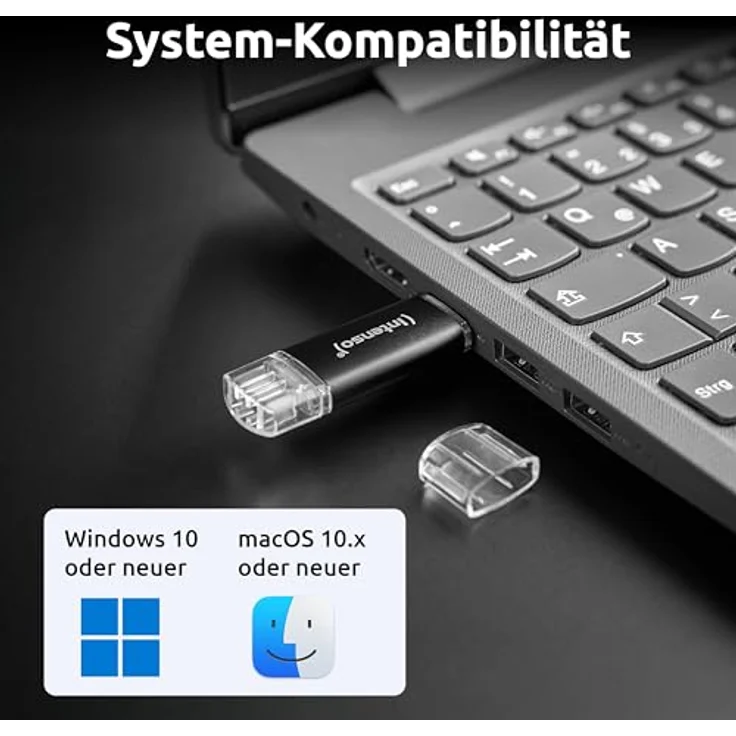 Intenso Twist Line USB-Stick, 128 GB, USB-A & USB-C, grau, bis zu 70 MB/s Transferrate – Bild 6
