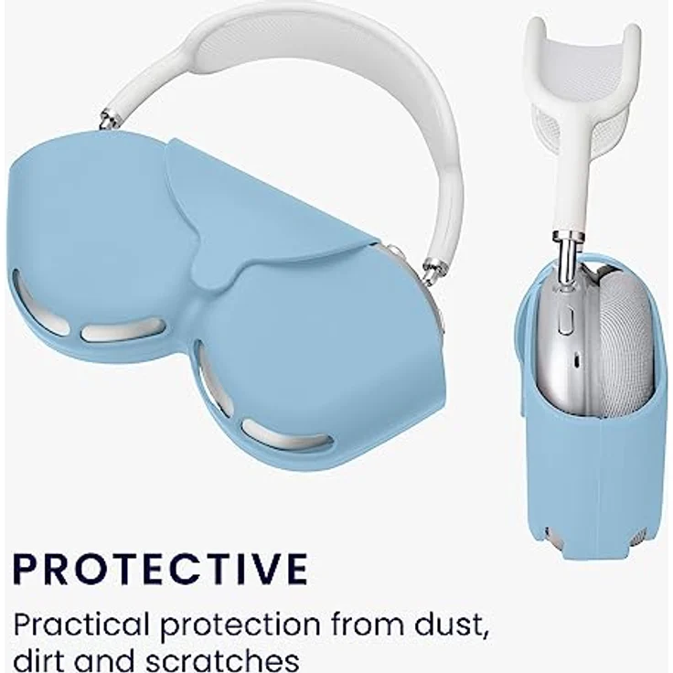 kwmobile Hülle kompatibel mit Apple Airpods Max Case - Silikon Schutztasche in Hellblau – Bild 4