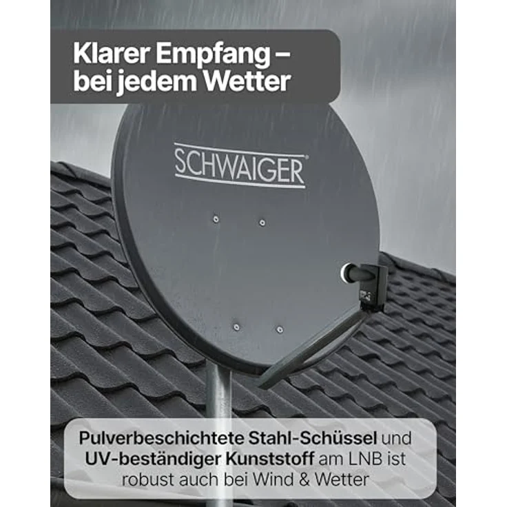 Schwaiger Satellitenanlage Set, hellgrau, 75 cm Offset Antenne mit Quad LNB für bis zu 4 Teilnehmer – Bild 8