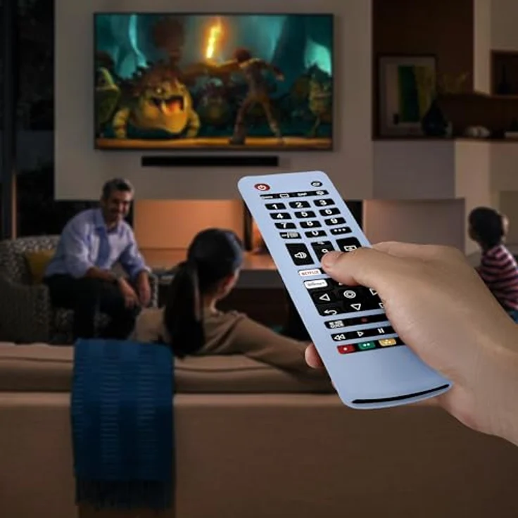 kwmobile Smart TV AKB Hülle Universal-Fernbedienung, Silikon Case, blau – Bild 5