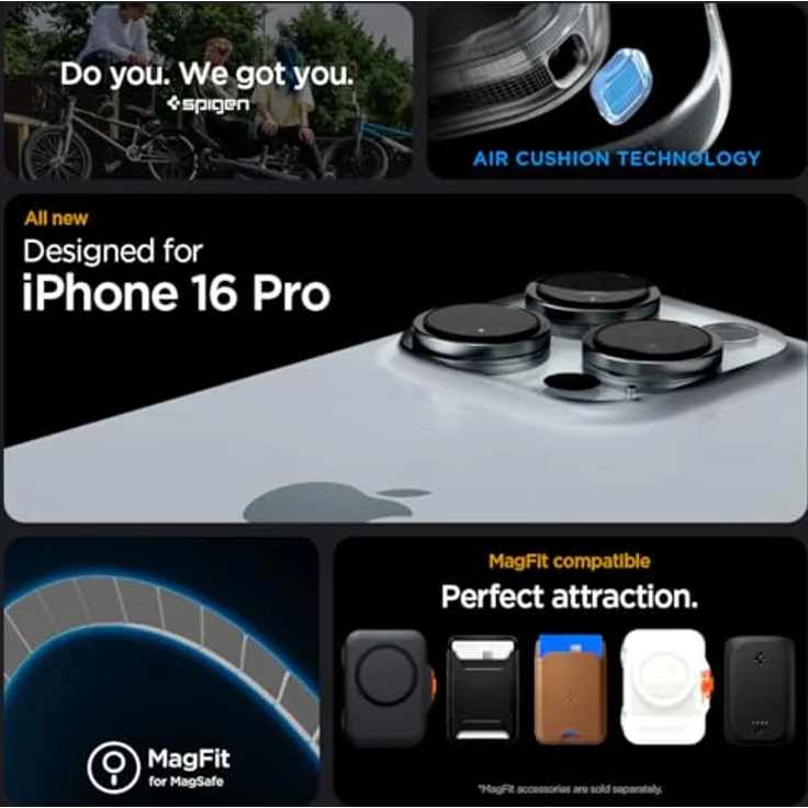 Spigen Rugged Armor MagFit Hülle für iPhone 16 Pro, Grau - Integriertes Magnet, verbesserte Griffigkeit, XRD-Pad, Air Cushion Technologie – Bild 2