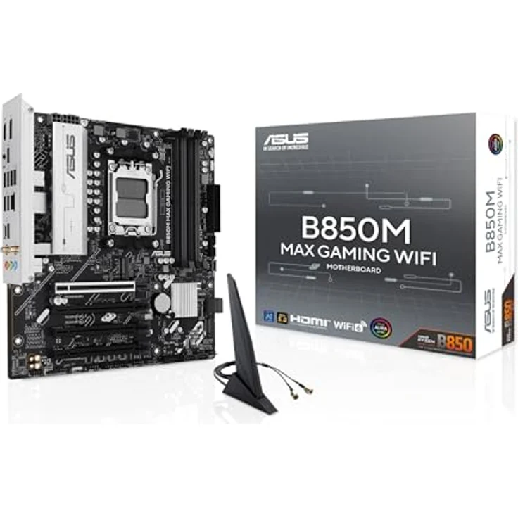 ASUS B850M MAX Gaming WIFI (AM5) Mainboard, Micro-ATX, AMD B850 Chipset, 4 x DIMM, WiFi 6, Bluetooth 5.4, USB 3.2 Gen 2 – Bild 2