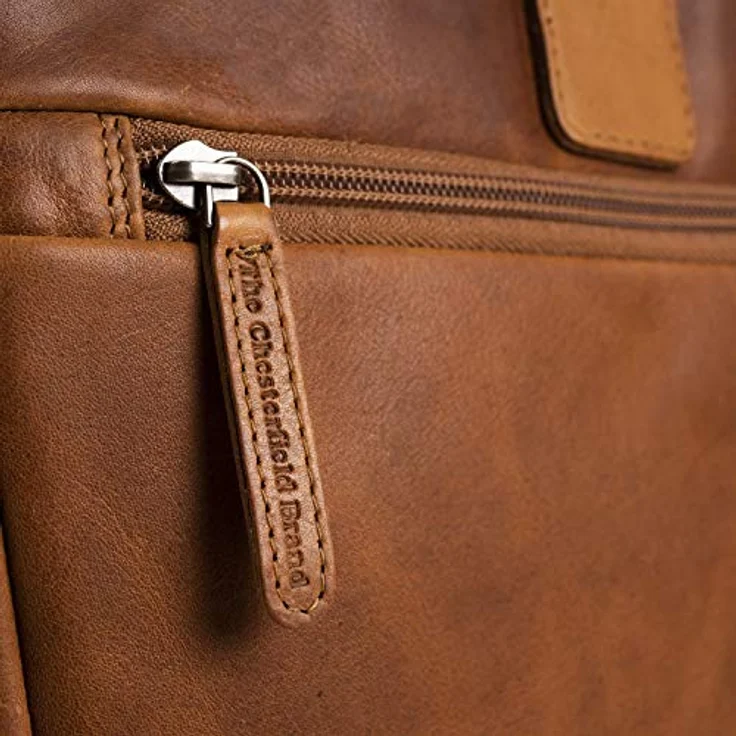 The Chesterfield Brand Aktentasche Seth 1010, moderne Laptoptasche aus gewachstem Rindleder, hellbraun, 40 x 7 x 29 cm – Bild 6