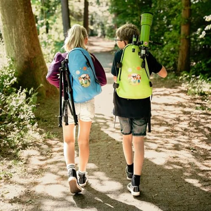 BRESSER junior Linsenteleskop 70/400 mit Rucksack grün, Teleskop für Kinder mit 20x-100x Vergrößerung und Smartphone-Halterung – Bild 3