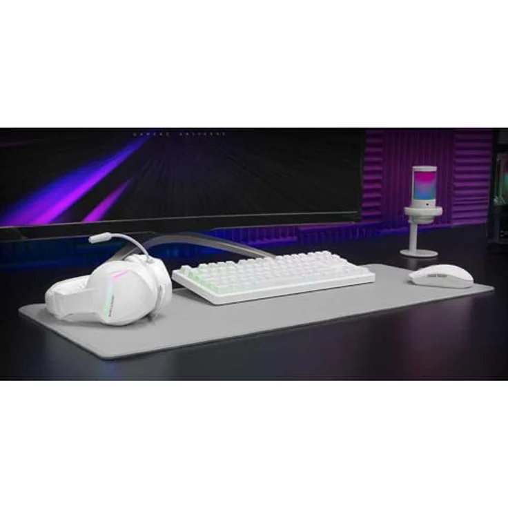 Mars Gaming MCP-RGB3, Gaming-Set mit RGB-Tastatur, RGB-Maus 3200 DPI, Over-Ear Headset und XXL-Mousepad, Weiß, Französische Sprache – Bild 2