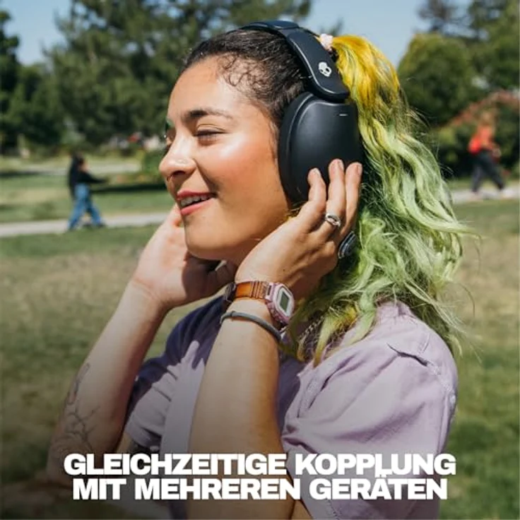 Skullcandy Hesh 360, Wireless Over-Ear Bluetooth Kopfhörer mit bis zu 100 Stunden Akkulaufzeit, Noise Isolating Fit, flach zusammenklappbarem Design und Mikrofon - True Black – Bild 4