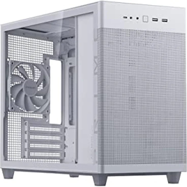 ASUS Prime AP201 Tempered Glass MicroATX Gehäuse weiß (33 Liter, unterstützt 360-mm-Kühler, Grafikkarten bis 338 mm Länge und Standard-ATX-Netzteile, USB-C Anschluss, Seitenteile aus Glas) – Bild 1