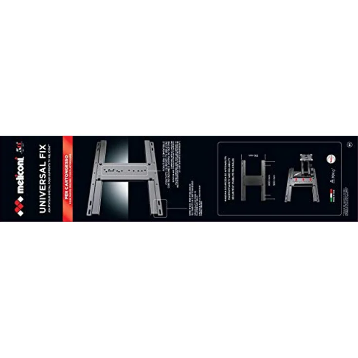 Meliconi Universal Fix Wandplatte, Schwarz, Metall, kompatibel mit RANGE EXTRA: OLED SDR - 400 SDRP PLUS - 600 SDRP PLUS - RANGE SLIMSTYLE PLUS: 100SR - 100SDR, in Box – Bild 5