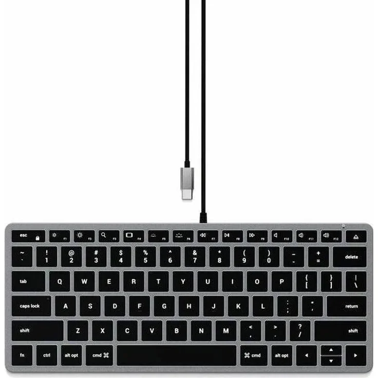 Satechi W1, Kabelgebundene Mini-Tastatur mit QWERTY Layout, Schwarz und Grau