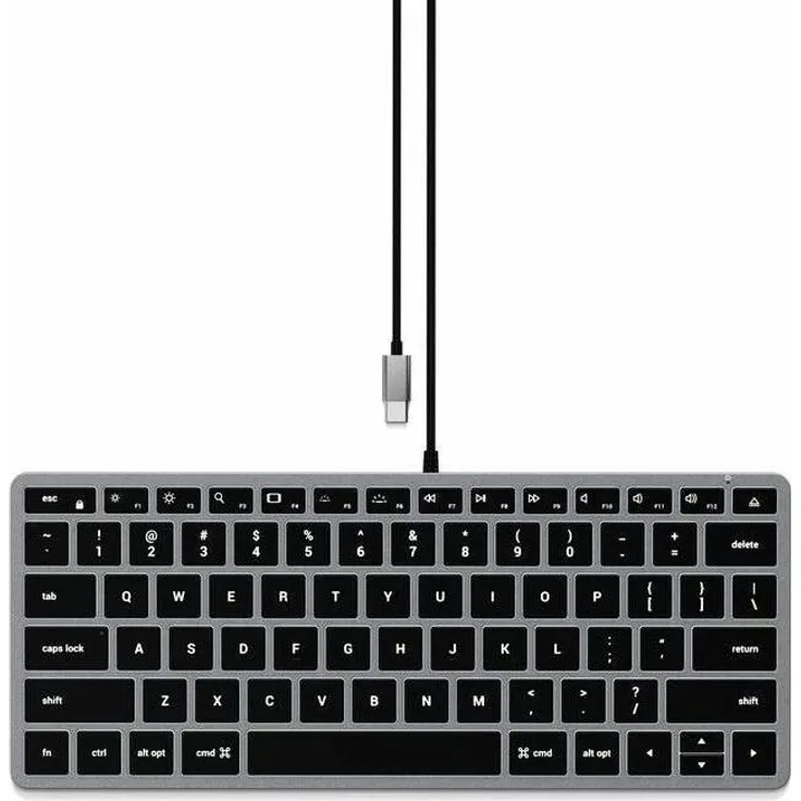 Satechi W1, Kabelgebundene Mini-Tastatur mit QWERTY Layout, Schwarz und Grau