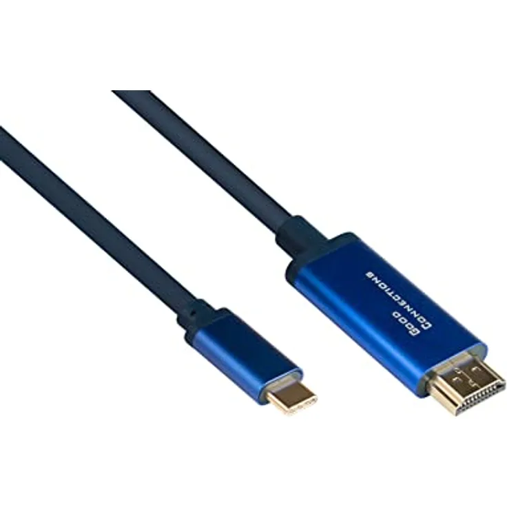 Good Connections® SmartFLEX USB C an HDMI 2.0b Kabel - 4K UHD @60Hz - KUPFERLEITER, Aluminiumgehäuse - HOCHFLEXIBEL - dunkelblau - 3 m