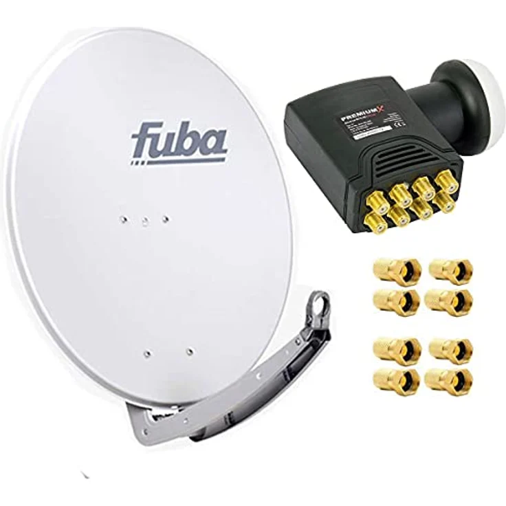 Fuba DAA 780 G Satellitenantenne, Aluminium in Grau, FULL HD, 3DTV, 4K-ULTRA HD, Deluxe Octo LNB, wind- und wetterfest, für 8 Teilnehmer – Bild 1