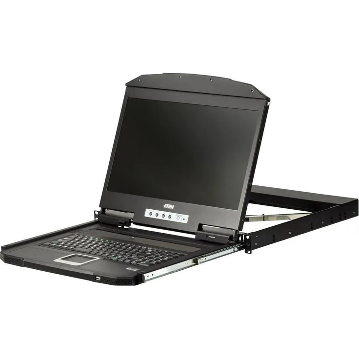 Aten CL3700NW CH 18,5"-LCD KVM Konsole mit USB HDMI, kurzes Design, Schwarz