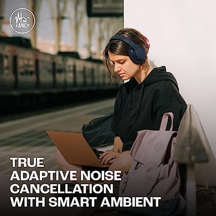 JBL Tune 770NC Adaptive Noise Cancelling Wireless Over-Ear-Kopfhörer, Pure Bass Sound, Smart Ambient, Bluetooth 5.3, Le Audio, VoiceAware, 70H Akku, Multi-Point Connect - Schwarz, JBLT770NCBLK – Bild 3