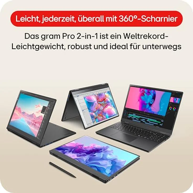 LG Gram 16" Notebook, Intel 7, 16GB DDR4, 1TB Dual SSD, 2880 x 1800, Dolby Atmos - OLED Pen Touch-Display, Magnesiumgehäuse – Bild 5