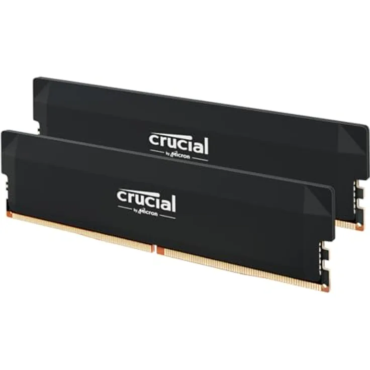 Crucial Pro DDR5 RAM 64GB Kit (2x32GB) 6400MHz CL40, Overclocking Gaming, Intel XMP 3.0 / AMD Expo, Schwarz