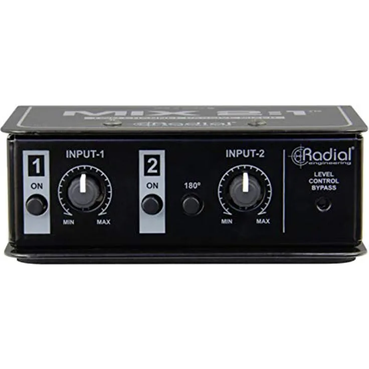 Radial Mix2:1, passiver 2-kanaals Mixer mit XLR- und Klinkeneingängen, grau