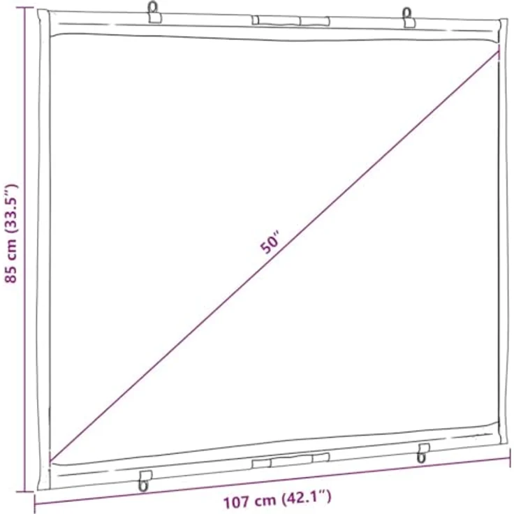 vidaXL Beamer Leinwand Wandhängend, 50 Zoll 4:3, matte Projektionswand aus 100 % Polyester, ideale Heimkino-Leinwand für Filme und Präsentationen – Bild 4