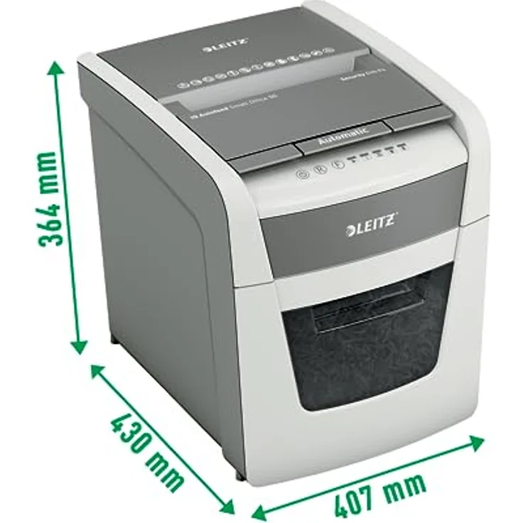 Leitz IQ Autofeed Small Office Partikelschnitt Aktenvernichter P4, Automatisch, 50 Blatt, 20 Liter Abfallbehälter, Weiß, 80350000 – Bild 5
