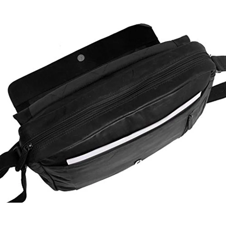 The Chesterfield Brand Wax Pull Up Messenger Tasche, 40 cm mit Laptopfach, 100% Leder, schwarz – Bild 6