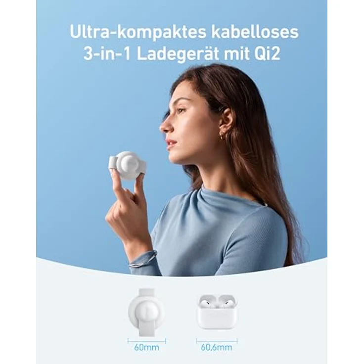 Anker MagGo 3-in-1 kabellose Ladestation, Qi2-zertifiziert, 15W Schnellladen, faltbares Reise-Ladepad (USB-C-Ladegerät inklusive) – Bild 2