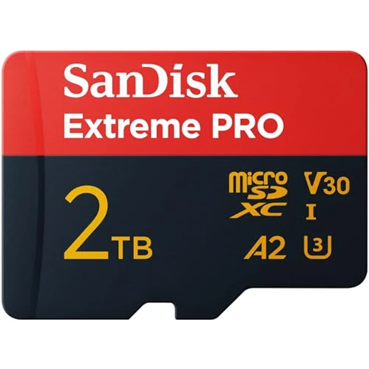 SanDisk Extreme PRO microSDXC UHS-I Speicherkarte 2TB + SD Adapter & RescuePRO Deluxe (5K, 4K UHD, A2, Class 10, U3, V30) – Bild 1