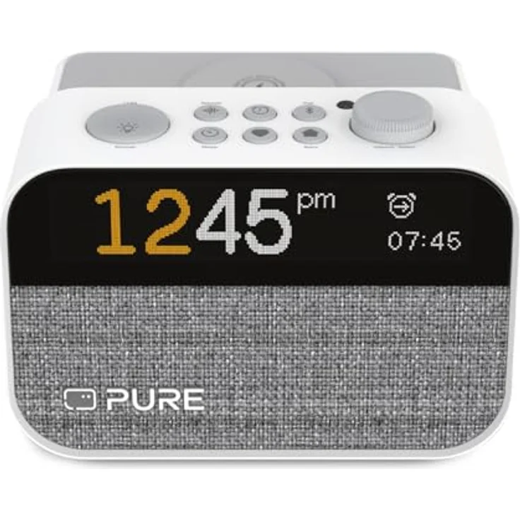 Pure Moment Charge – Radiowecker mit Wireless-Ladepad, DAB+/FM, Bluetooth, natürlichen Klängen, White Noise & Wake-up Light, Cotton Weiß – Bild 1