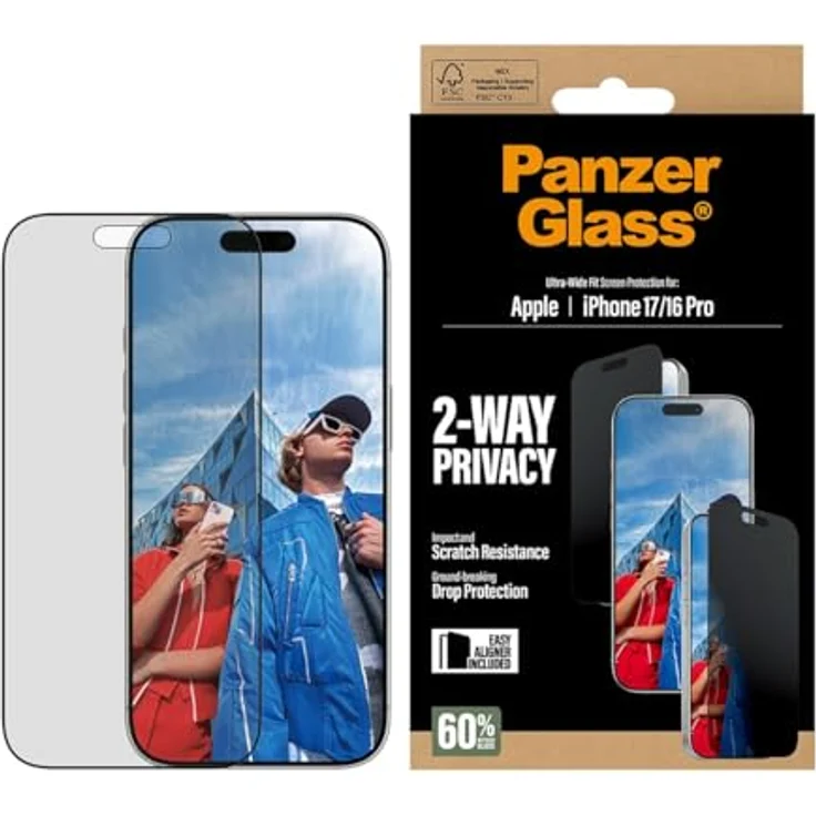 PanzerGlass Privacy Protector für iPhone 17-16 Pro, Displayschutz mit drei Jahren Garantie gegen Herstellungsfehler – Bild 2