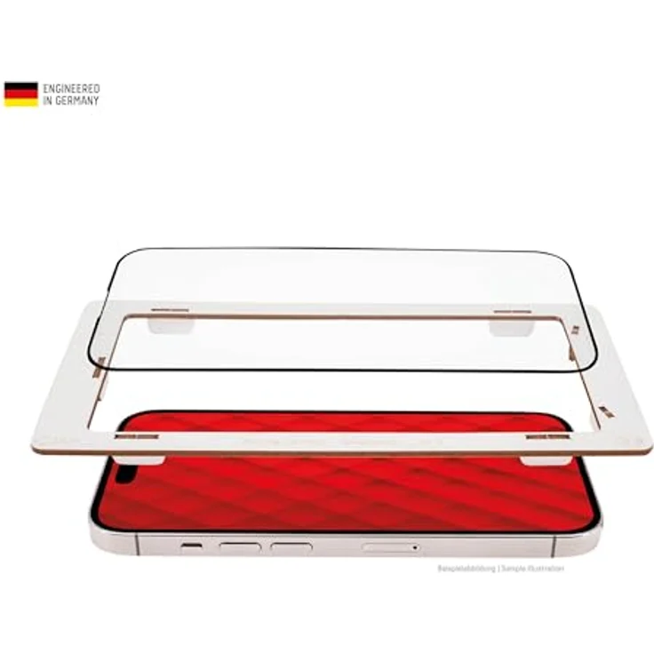 Displex Full Cover Panzerglas (10H) für Apple iPhone 15/15 Pro, vollständige Displayabdeckung, kratzresistent, hüllenfreundlich, Eco-Montagerahmen – Bild 3