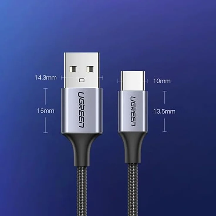 Ugreen USB-A auf USB-C Lade- und Datenkabel, 1,5m Grau, QC 3.0 Schnellladetechnologie, 3A, Modell US288 60127 – Bild 8