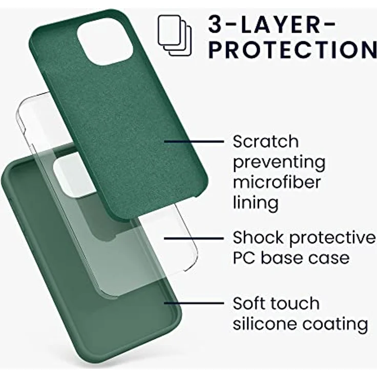 kwmobile Handyhülle für iPhone 13 mini, Silikon Case in Tannengrün, flexibel und rutschfest, kabelloses Laden – Bild 2