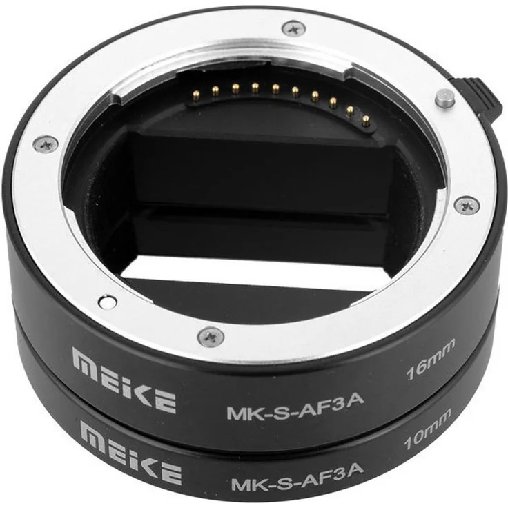 Meike Verlängerungstube-Set, Sony E-Mount, Makro-Zwischenring mit Metall-Linsenfassung, Schwarz